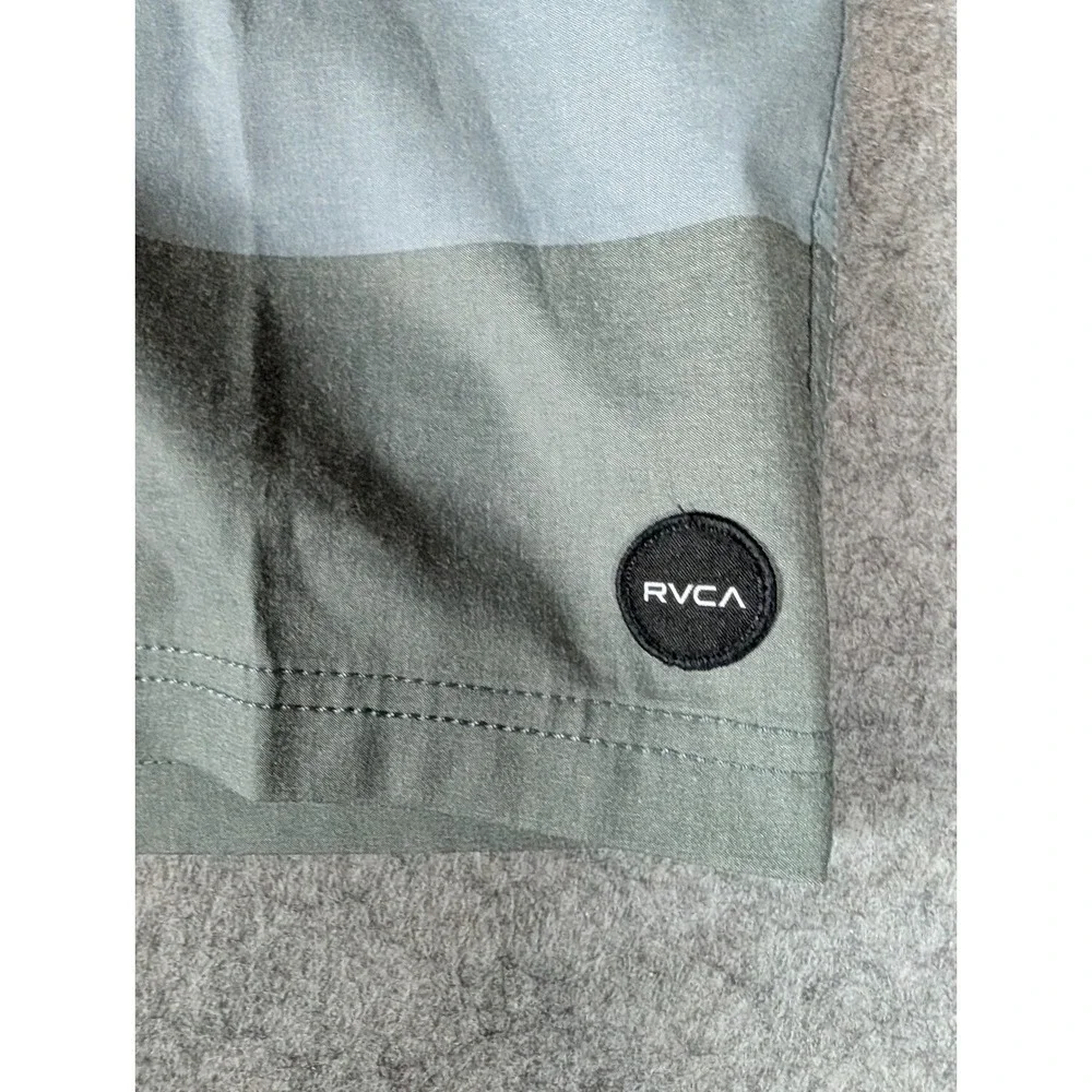 RVCA Mens Striped 17 Inch Short Length 2-Way Stretch Board Shorts Blue/Gray/Org
